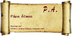 Pápa Álmos névjegykártya